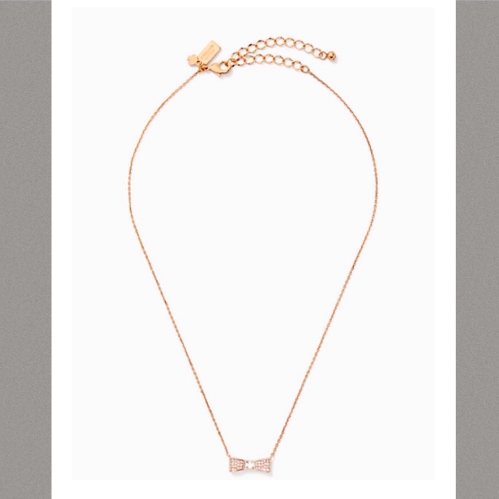 NWT Kate Spade Ready Set Bow Pave mini pendant Rose gold necklace. - Picture 6 of 9